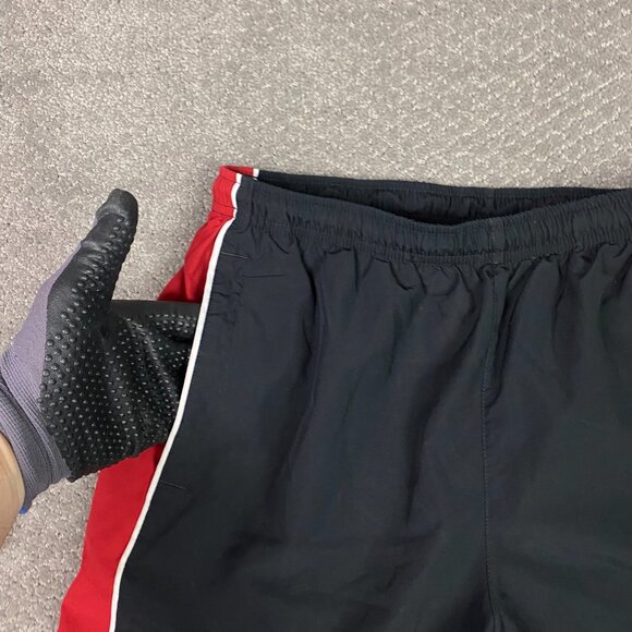 Vintage Nike Woven Track Pants Men's Medium Black Red Stripe Ankle Zip Y2K 2000s - Picture 6 of 14